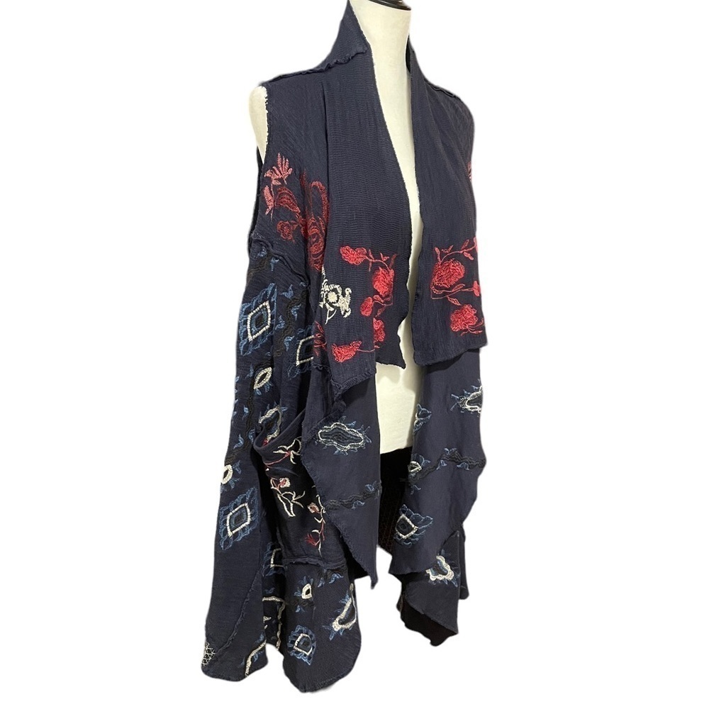 Soft Surroundings Embroidered Cardigan Sweater Vest